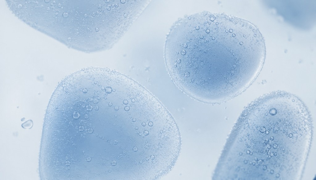 Abstract blue fluid droplets in soft clinical light